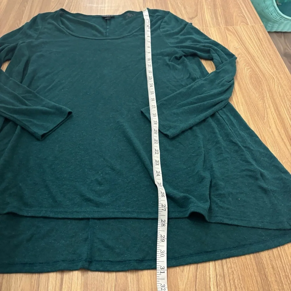 Linen Blend Crew Neck Drop Shoulder Hi-Low Tunic - Picture 8 of 9